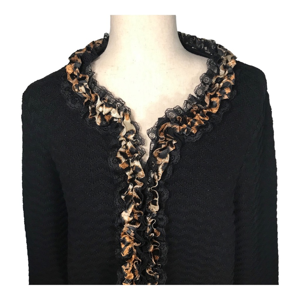 Chico’s Cardigan With Leopard Ruffle Trim - Picture 7 of 16